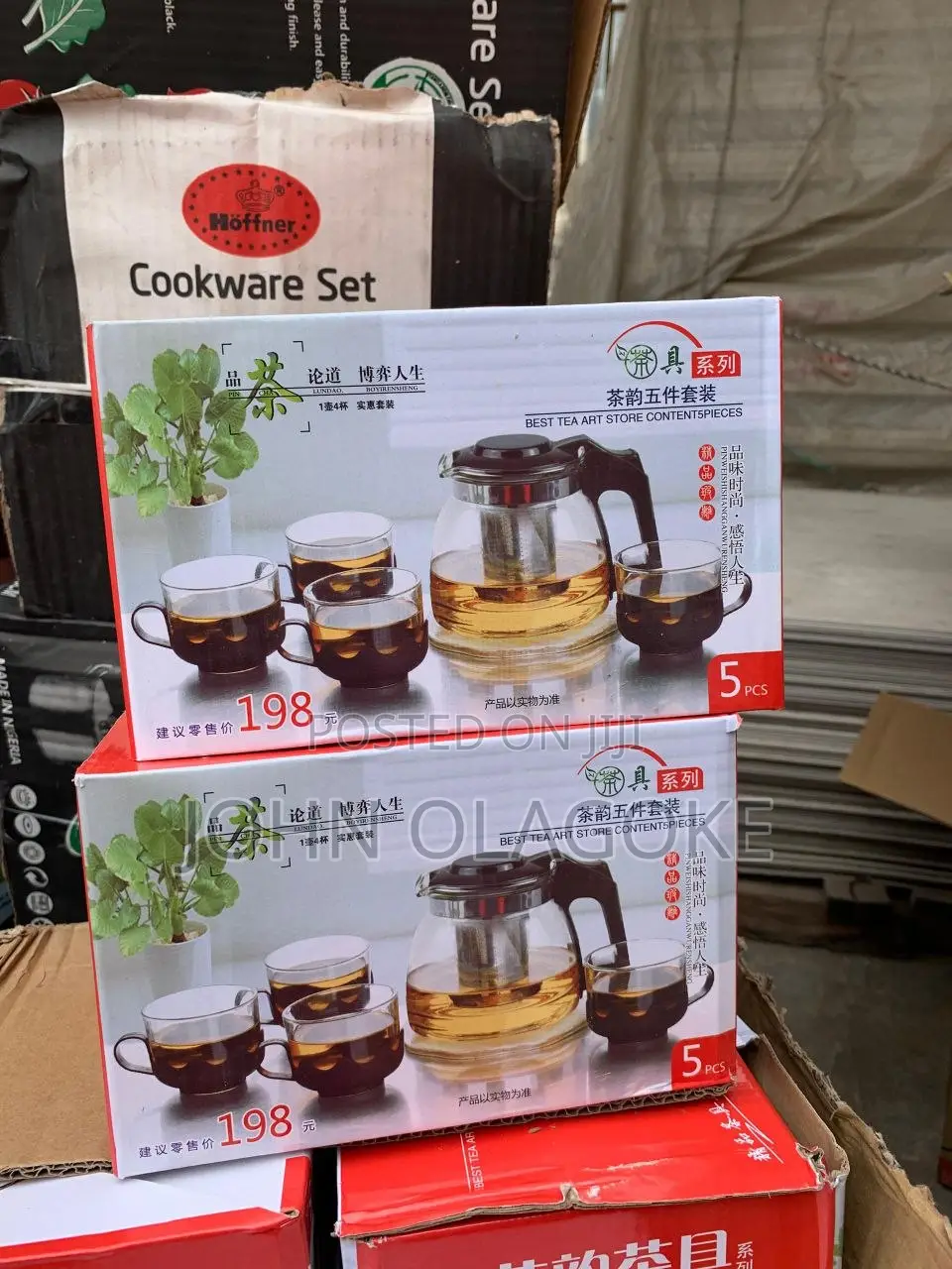 Heat Resistant Tea Pot With 4 Extra Cups