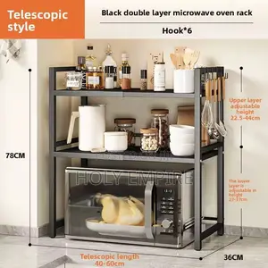 Microwave Oven Stand,Expandable Kitchen Storage Rack, Double-Layer