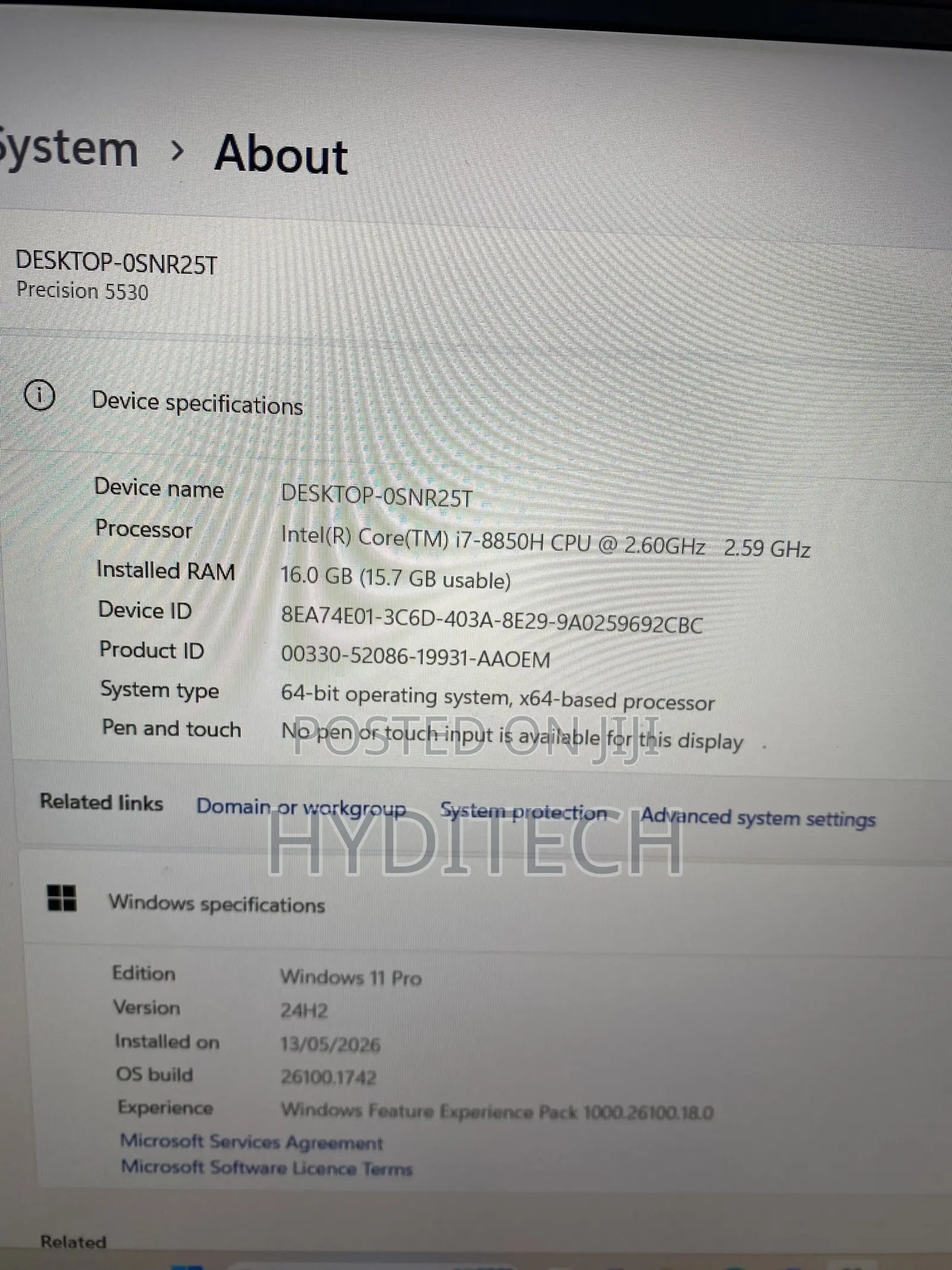 Laptop Dell Precision 5530 16GB Intel Core i7 SSD 512GB