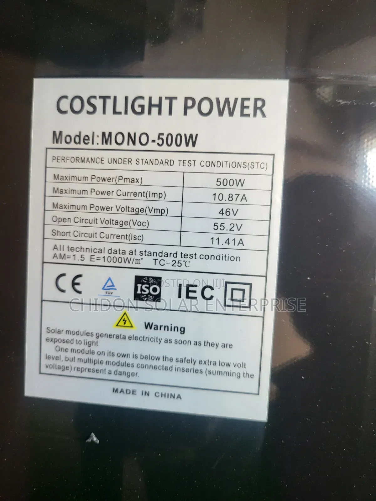 500w Costlight Power Solar Mono Panel