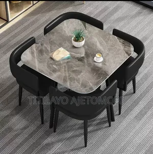 Modern Stone Dining Table and Chairs Set 4 Seater. At