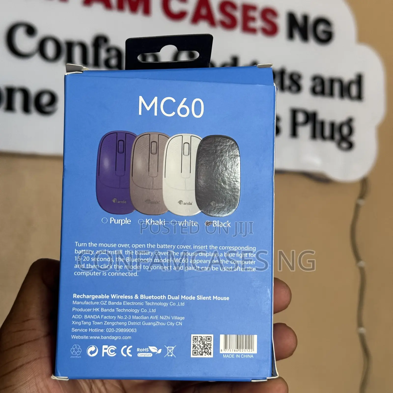 Banda Mc60 Rechargeable Wireless and Bluetooth Silence Mouse