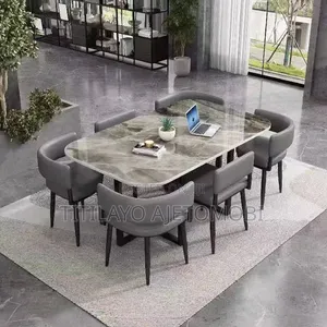 Modern Stone Dining Table and Chairs Set 6 Seater.