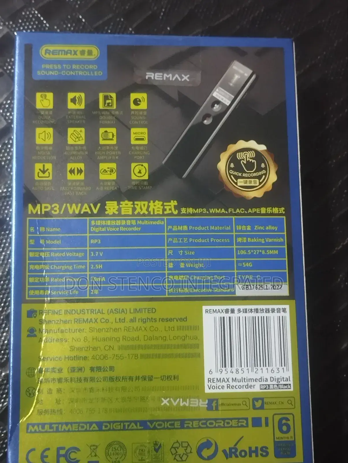Remax Multimedia Digital Voice Recorder