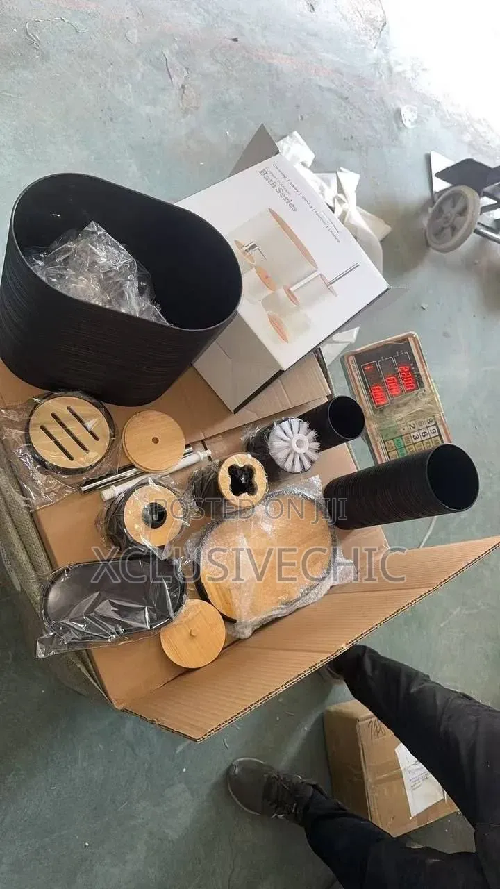 8-Piece Luxury Bamboo Plastic Bathroom Set
