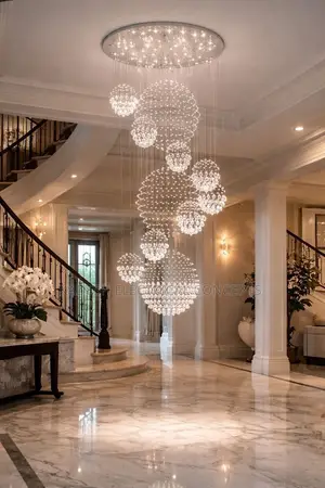 Luxury Duplex Building Crystal Chandelier Modern Minimalist Villa