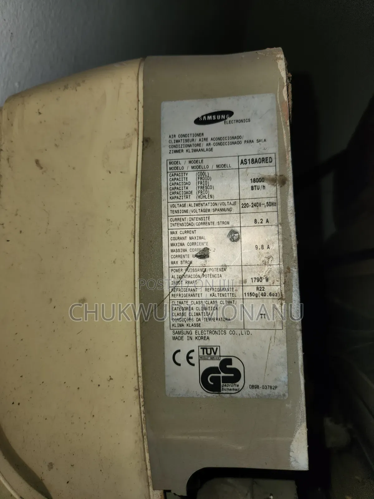 Samsung 2.0hp Split Unit Ac (Full Set) — Us18a0red | Fairly Used