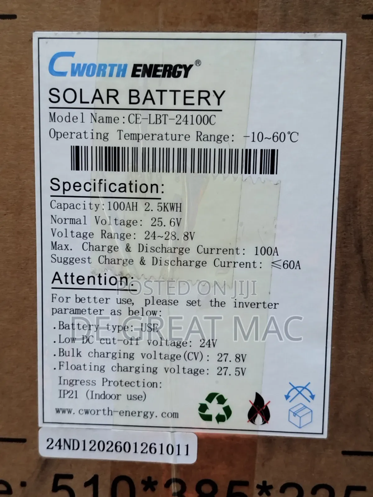 Cworth Lithium Battery