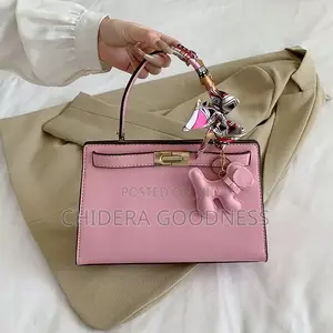 Pink Luxe Scarf Handle Handbag With Charm