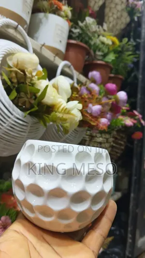 Empty Ceramic Flower Cup the Vase Is Available in Gold and White