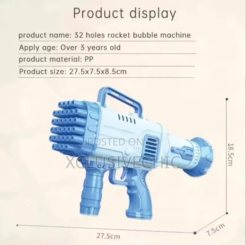 32 Bubble Rocket Launcher Gun for Children