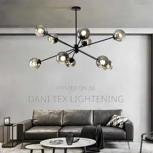 Nordic Modern Chandelier Glass Black and Gold Chandelier for Living Ro