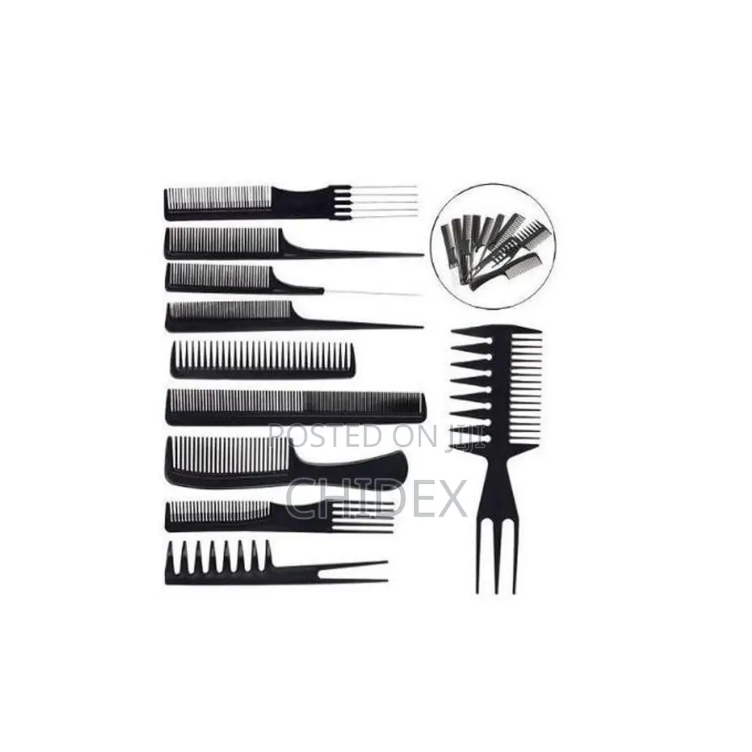 10pcs Professional Hair Combs Kits Salon Barber Comb