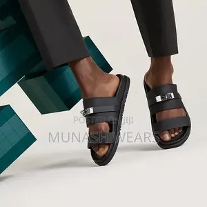 Hermes Calfskin Leather Slipers 40-46 Black