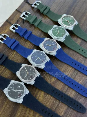 Luxury Tissot Iced Out Wristwatches Silicone Strap, Date Display,