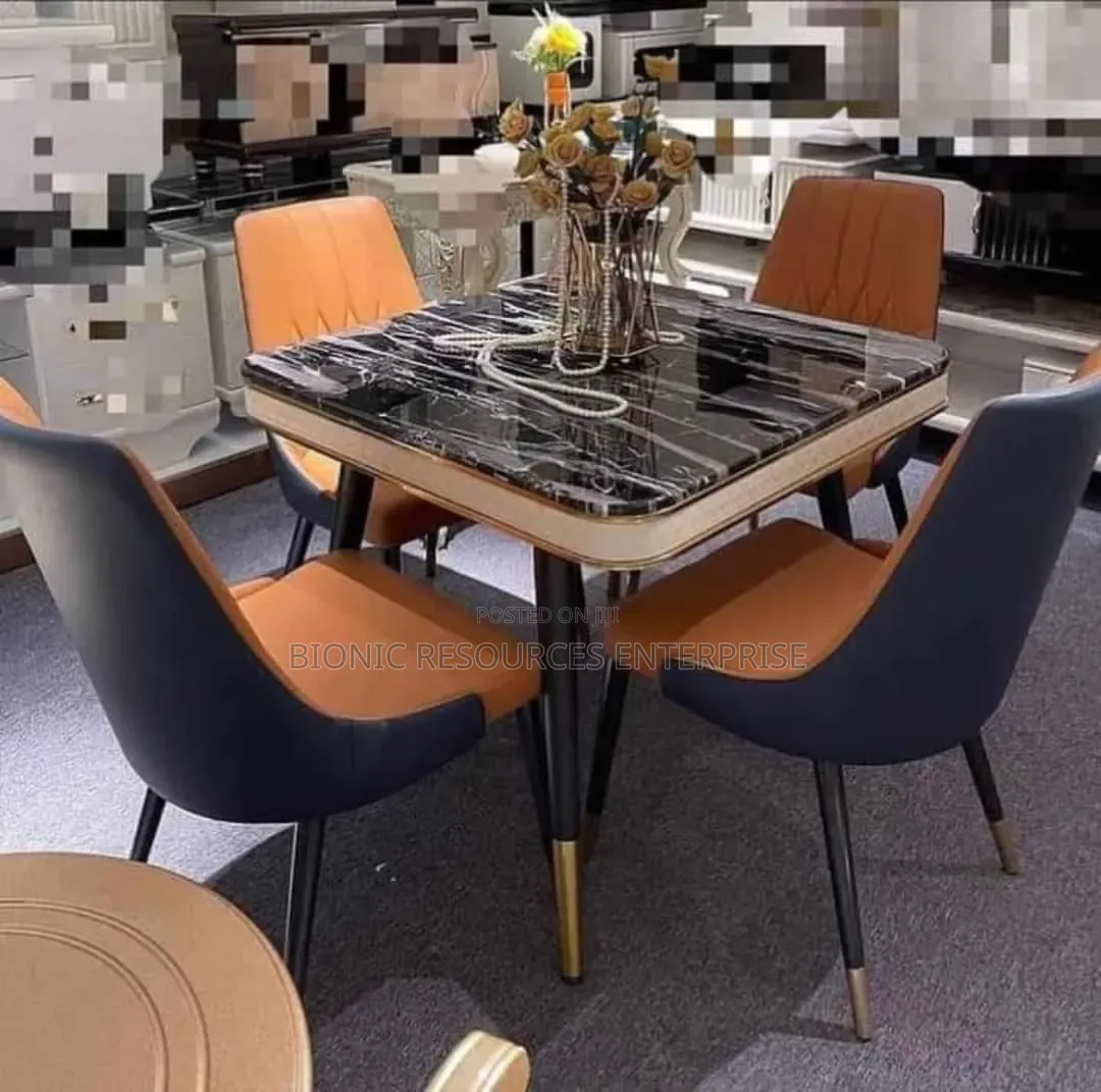 Marble Top 4 Seaters Dining Table Set, Imported