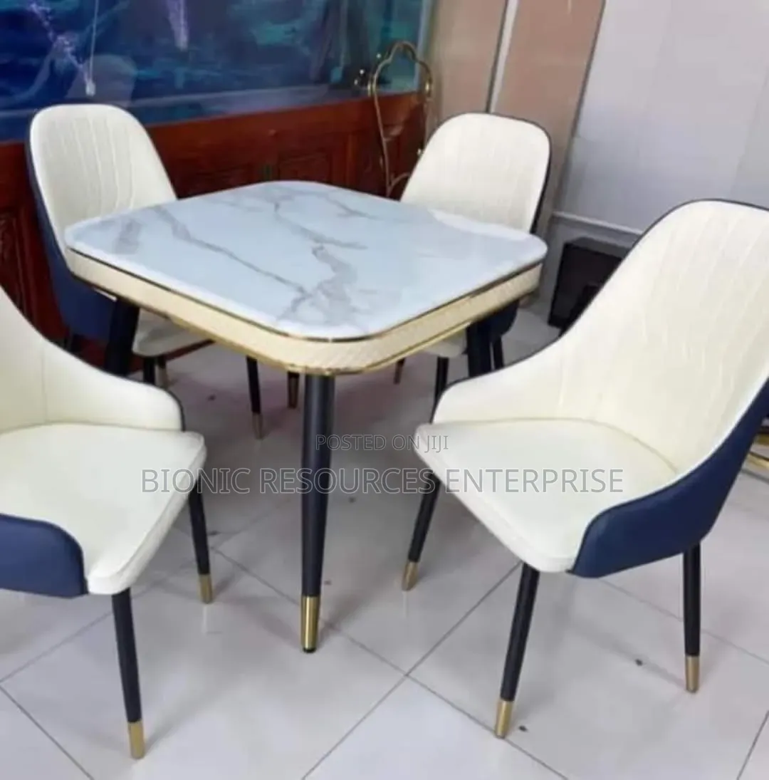 Imported 4 Seaters Dining Table Set Marble Top