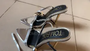 Tom Ford Silver Metallic Padlock Slingback Heels - Size 38