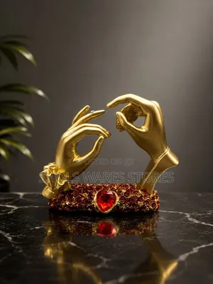 Golden Heart Hands Sculpture - Decoration