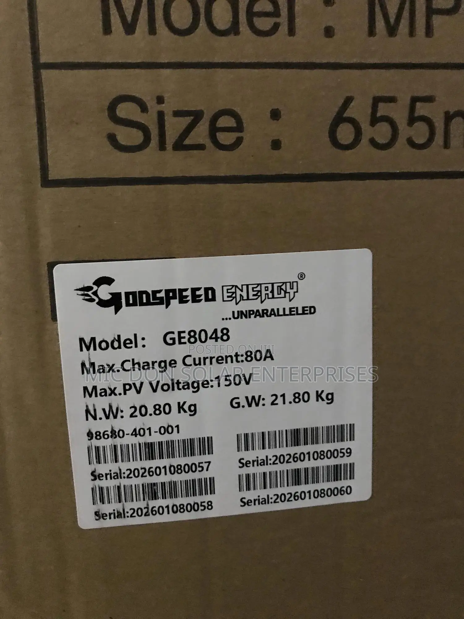 Godspeed 80amps Charge Controller