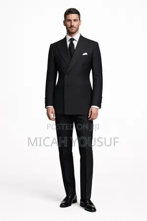 Grey Pinstripe Bespoke Double Breasted Italian Wool Suit