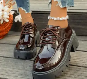 Spring Summer Fall New Vintage Glossy Thick-Soled Loafers