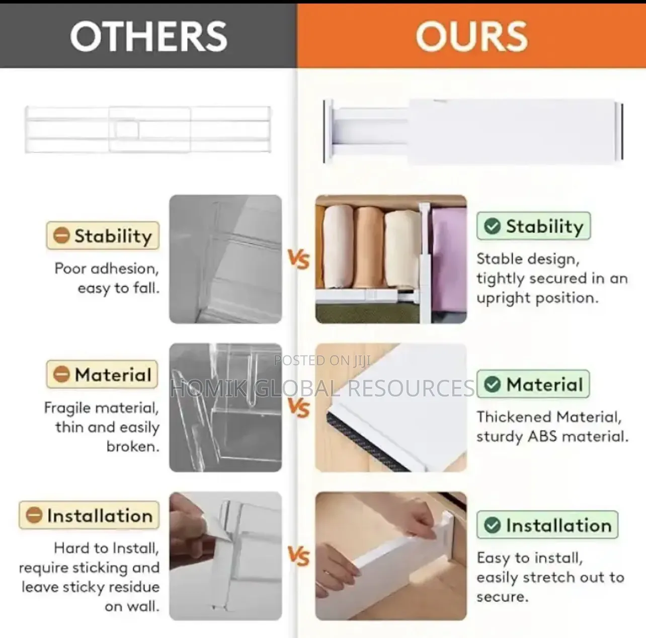 Drawer Shelf Expandable Adjustable Multipurpose Partition Board