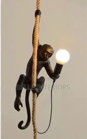 Resin Monkey Pendant Lamp Hemp Hanging Suspension Wall
