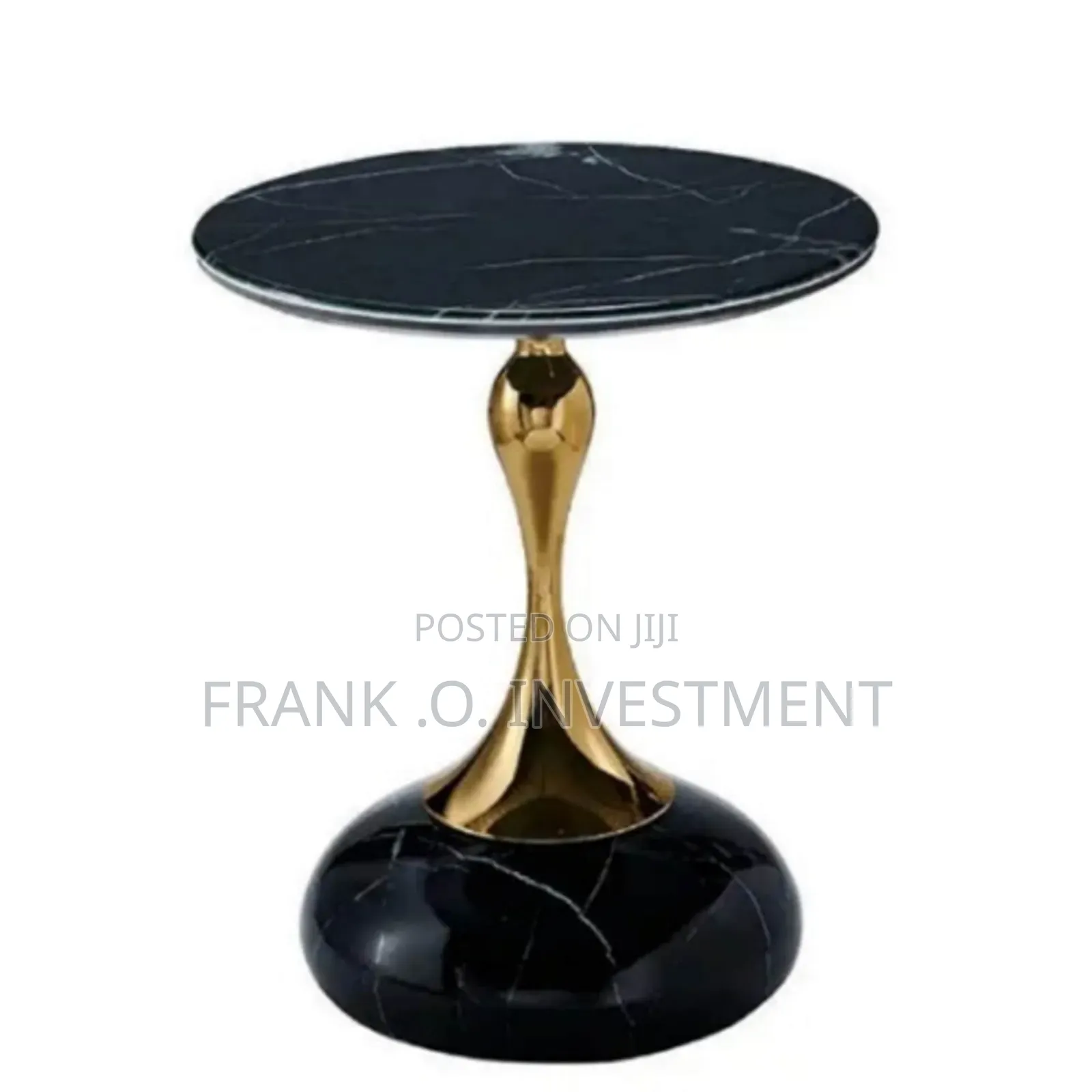 Marble Top Side Stool Table - Black
