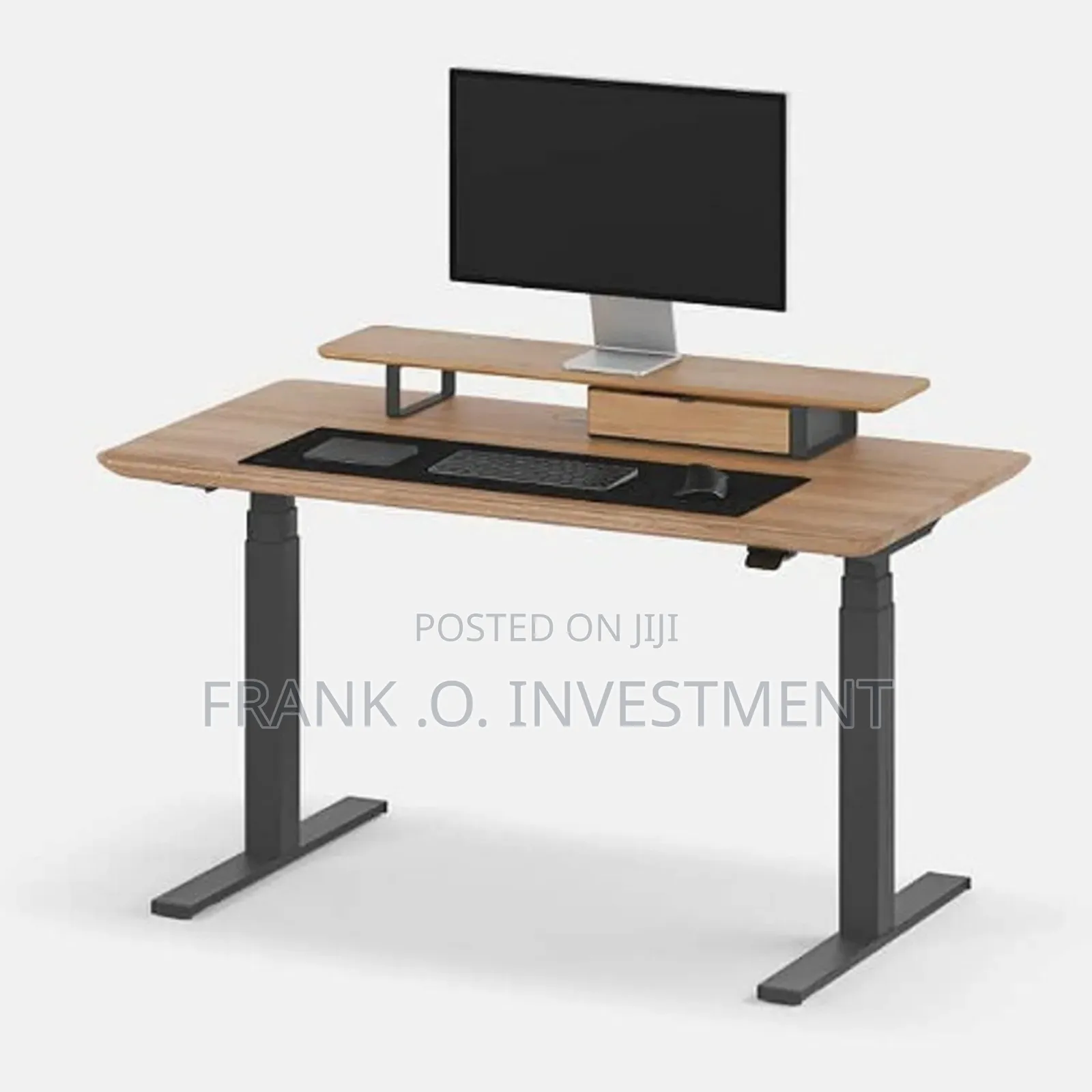 Eletric Walnut Veneer Adjustable Table With Desk