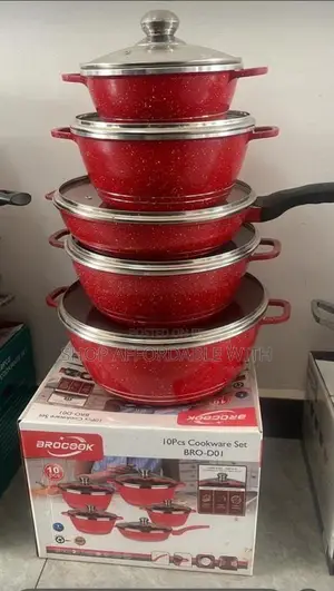Brocook 10pcs Cookware Set 55,000 Available in Black