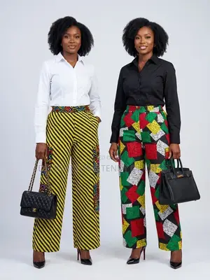 Luxury Ankara Wide Leg Cargo Pants for Ladies