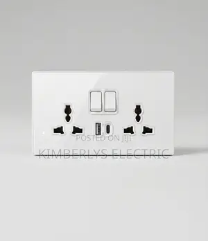 Kimberlys White Plastic 3 Pin 13a Double Socket With Type-C Usb