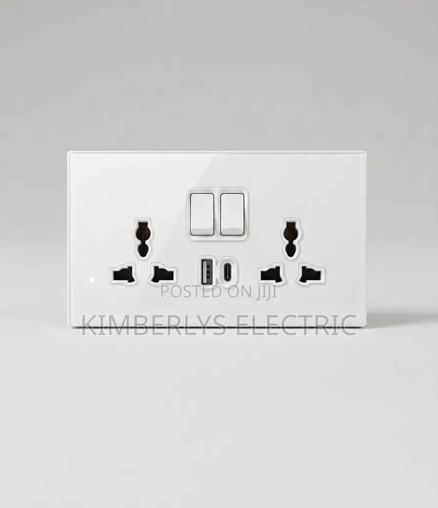 Kimberlys White Plastic 3 Pin 13a Double Socket With Type-C Usb