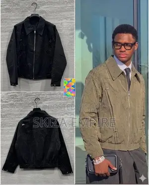 Men's Black Blouson-Style Zip Jacket Classic Workwear