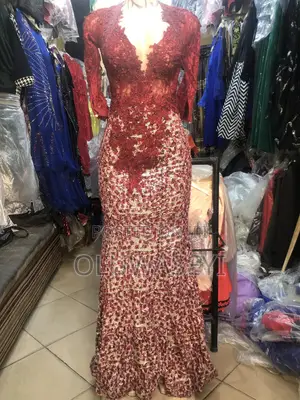 Gold Glittering Three Quarter Dress a Long Burgundy Sequence Dinner