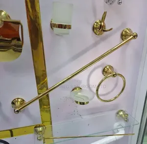 7 Set Complete Bathroom Accessories Gold