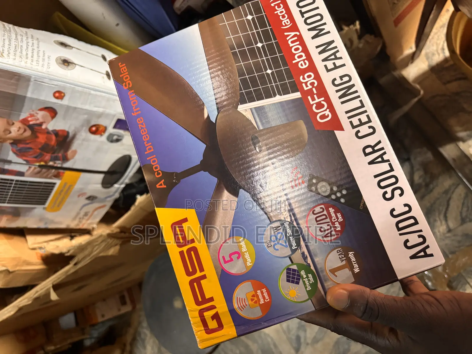 Ac/Dc Solar Ceiling Fan Gasa Ebony