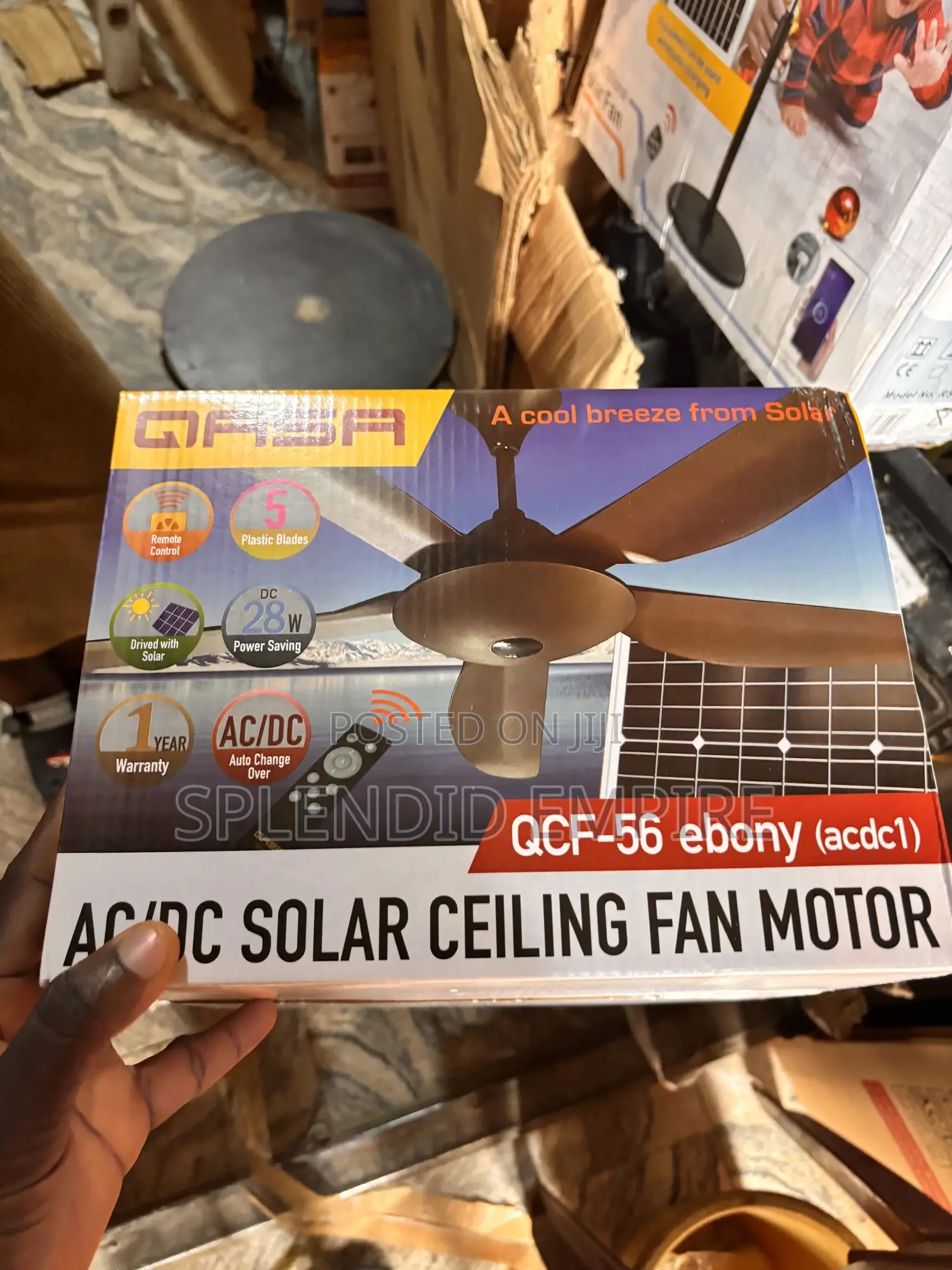 Ac/Dc Solar Ceiling Fan Gasa Ebony