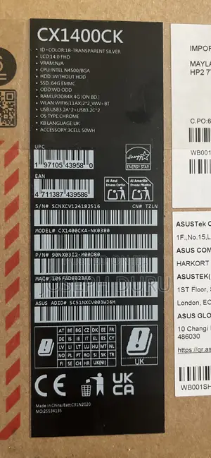 New Laptop Asus 4GB Intel Celeron eMMC 60GB