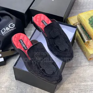 Men Shoes Suede Embroidery Mules Half Shoes