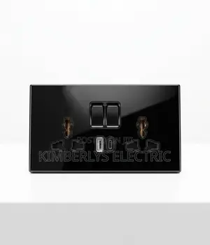 Kimberlys Black Plastic 3 Pin 13a Double Socket With Type-C Usb