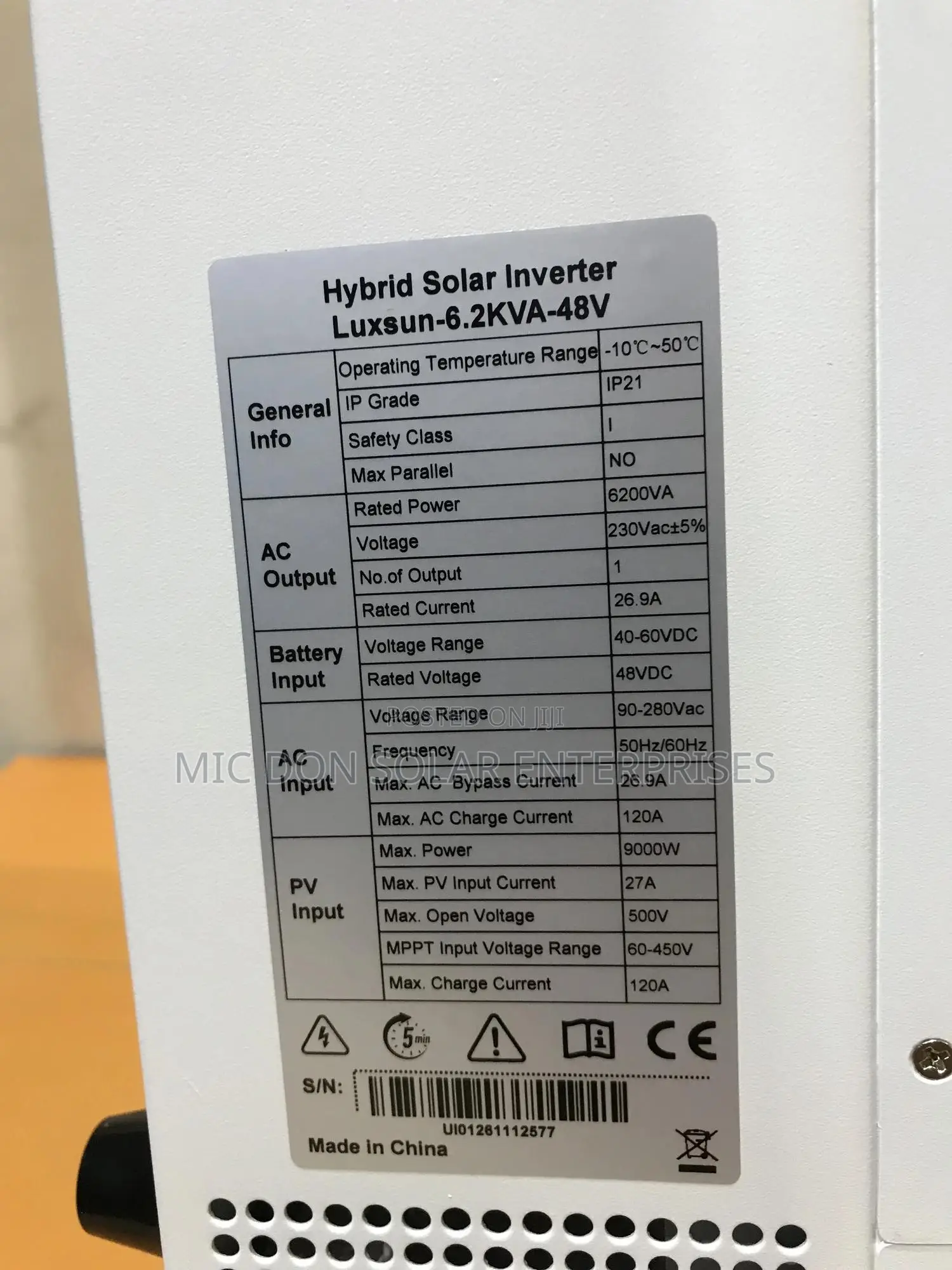 Luxsun 6.2kva Hybrid Inverter