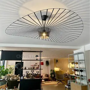 French Designer Straw Hat Chandelier Coffee Shop Living by 600mm