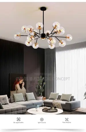 Modern Nordic Chandelier Glass Globe Led Pendant Light Black Gold