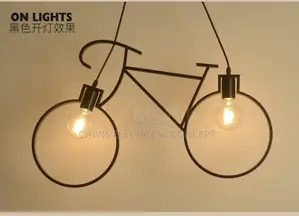 Industrial Pendant Lights Vintage Iron Bicycle Hanglamp for Bedroom