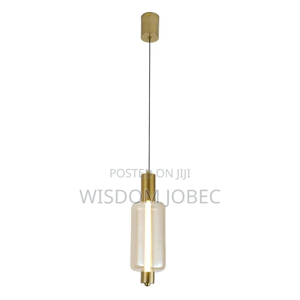 Modern Glass and Brass Globe Pendant Light.
