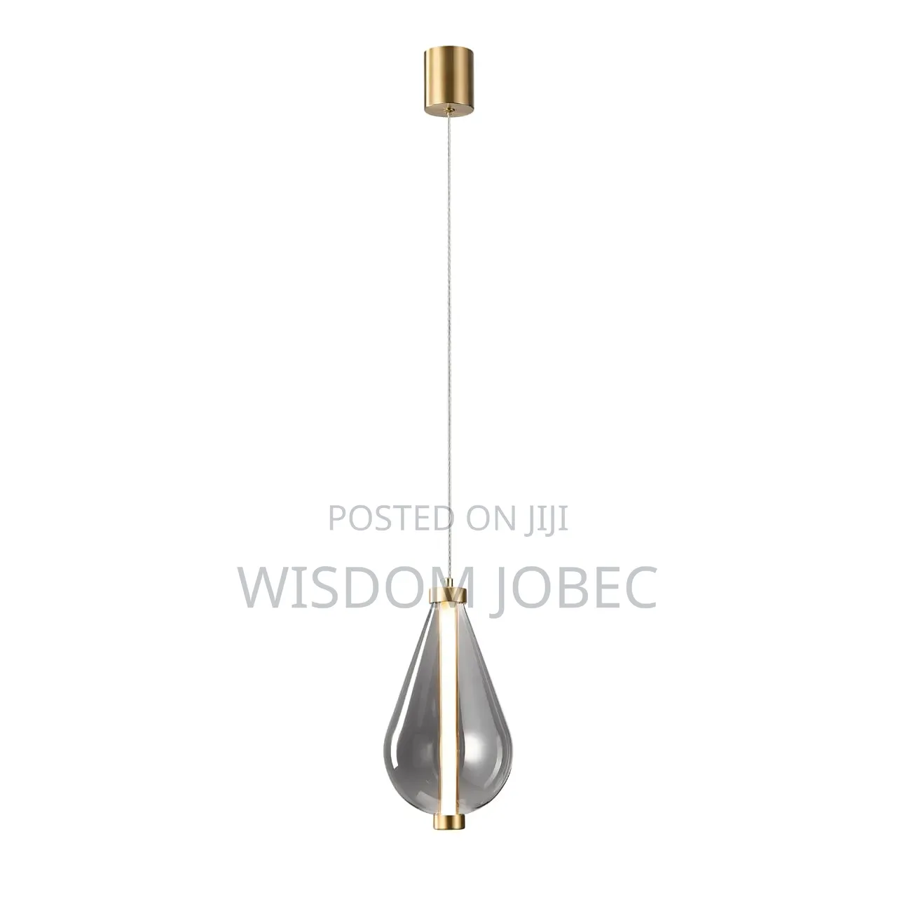 Modern Glass and Brass Globe Pendant Light 