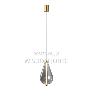 Modern Glass and Brass Globe Pendant Light 