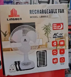 12" Lingben Rechargeable Solar Fan With Bulb